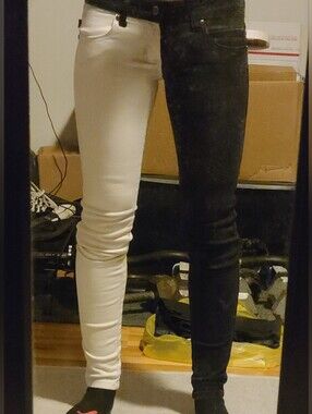 Tripp Black & White Split Leg Skinny Jeans